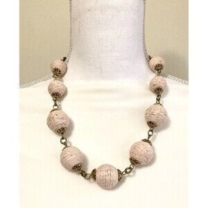 Chunky Beaded Ball Statement Necklace Pink Retro